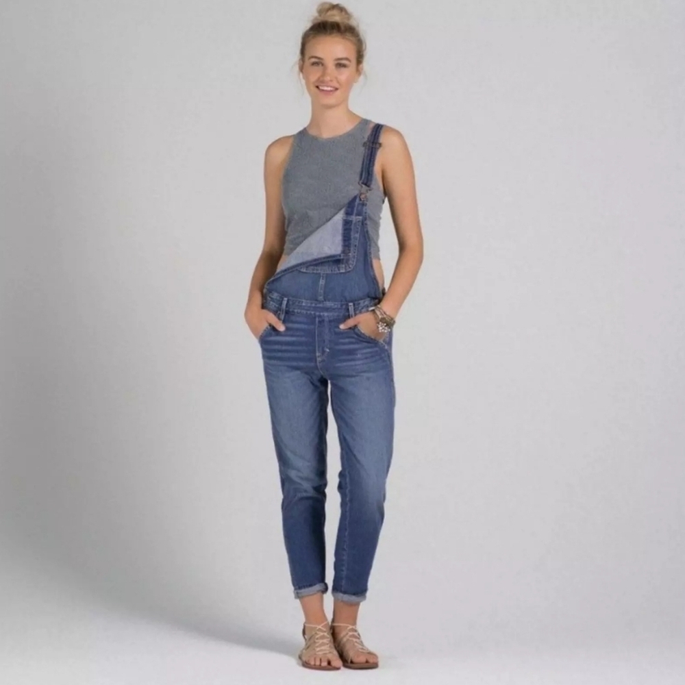 Abercrombie & Fitch Allie Boyfriend Overalls Coveralls Denim Blue Jean Skinny Xs
